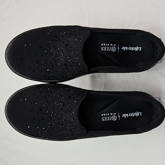 Life Stride Shoes - Lifestride With BZEES Airstep Black Rhinestone Slip On Loafers Size 7
